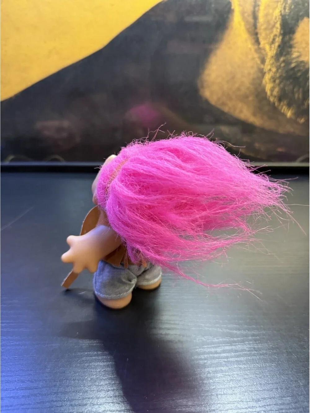 Vintage 1988 DAM Troll Doll Pink Hair Western Fringe Outfit